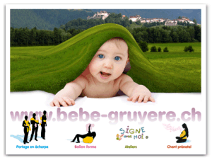 Bébé - Gruyère - Formation d’adultes Périnatalité - portage en écharpe - gym ballon prénatale postnatale - atelier signe avec moi