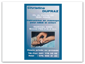 Christine Dupraz - Instructrice en massage pour bébé et enfant - valais