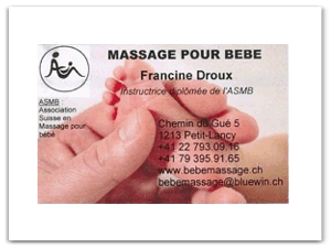 Droux Francine - Cours de massage bébé complet en 4 séances - Genève